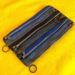 COPY - Novelty Mixed Denim Zip Pouch. Like New. Spotless!